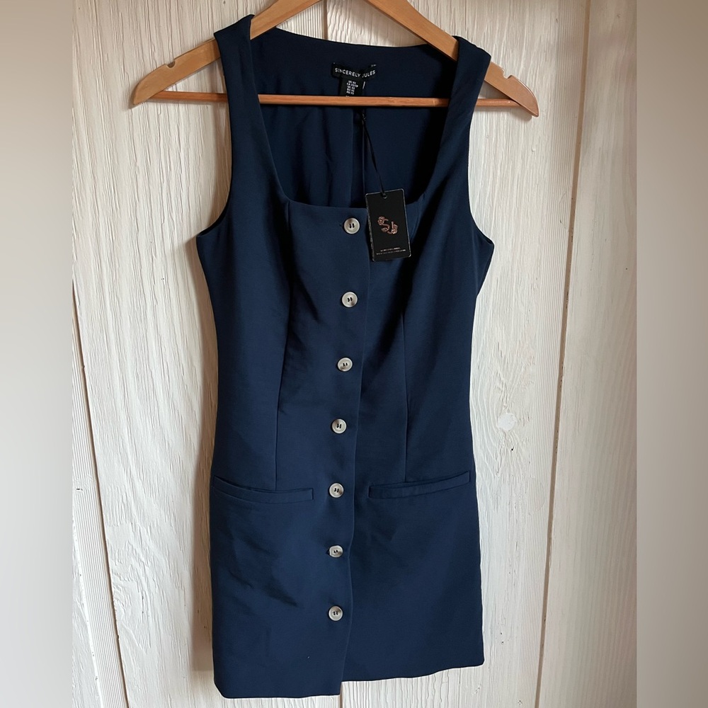 Sincerely Jules Navy Button-Down Mini Dress